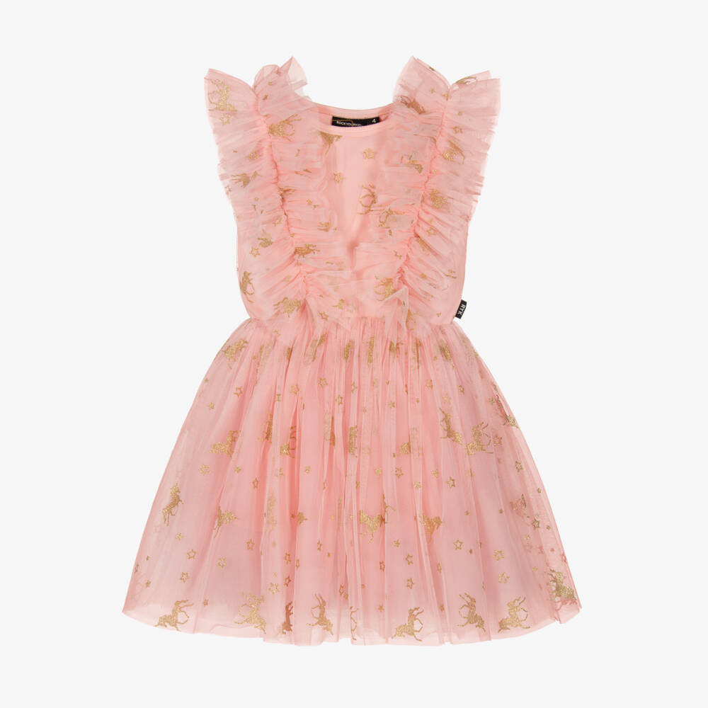 Rock Your Baby-Girls Magical Pink & Gold Unicorn Dress | Childrensalon Outlet