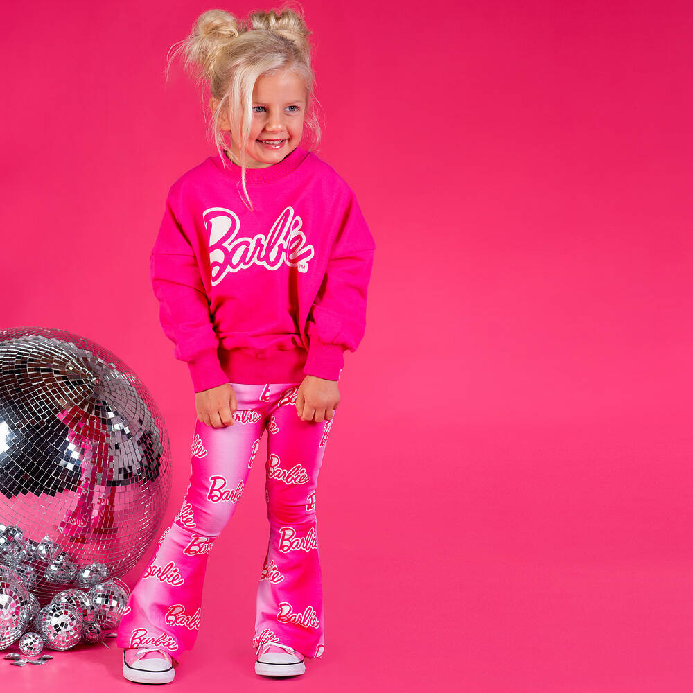Rock Your Baby-Girls Pink Barbie Cotton Flared Leggings | Childrensalon Outlet