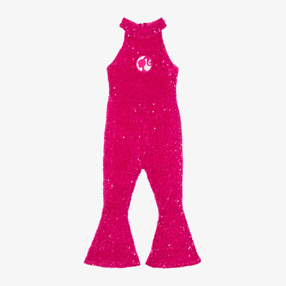 Rock Your Baby-Girls Pink Barbie Sequin Jumpsuit | Childrensalon Outlet