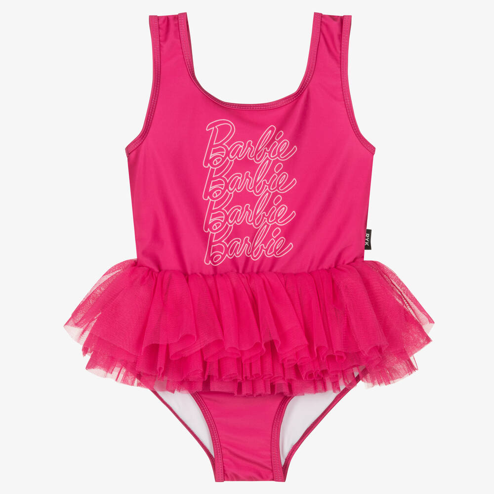 Rock Your Baby - Girls Pink Barbie Tulle Skirt Swimsuit | Childrensalon