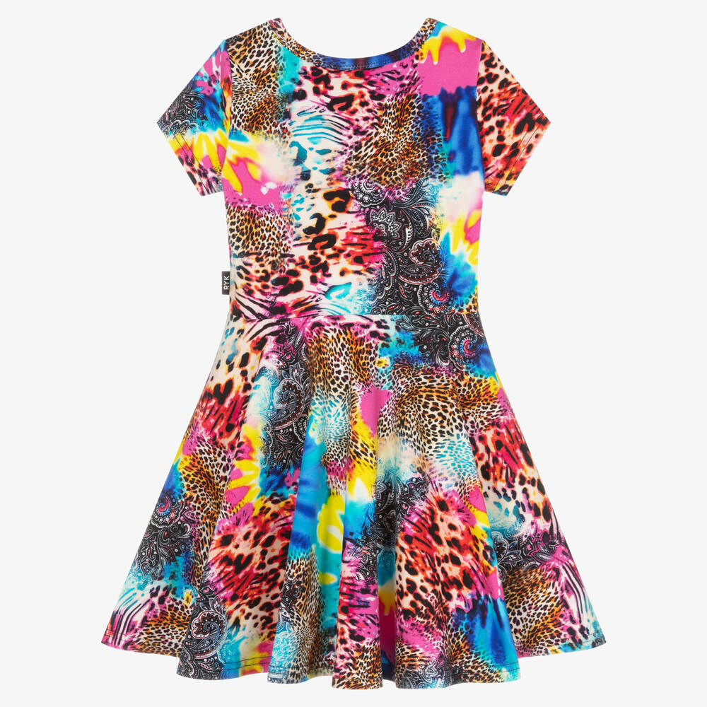 Rock Your Baby-Розово-голубое хлопковое платье с леопардовым принтом | Childrensalon Outlet