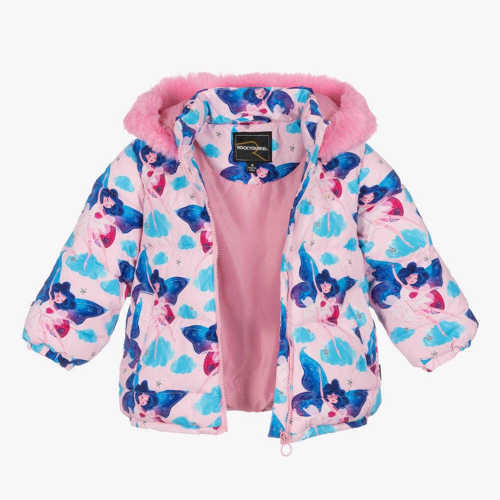 Rock Your Baby-Girls Pink & Blue Fairy Puffer Coat | Childrensalon Outlet