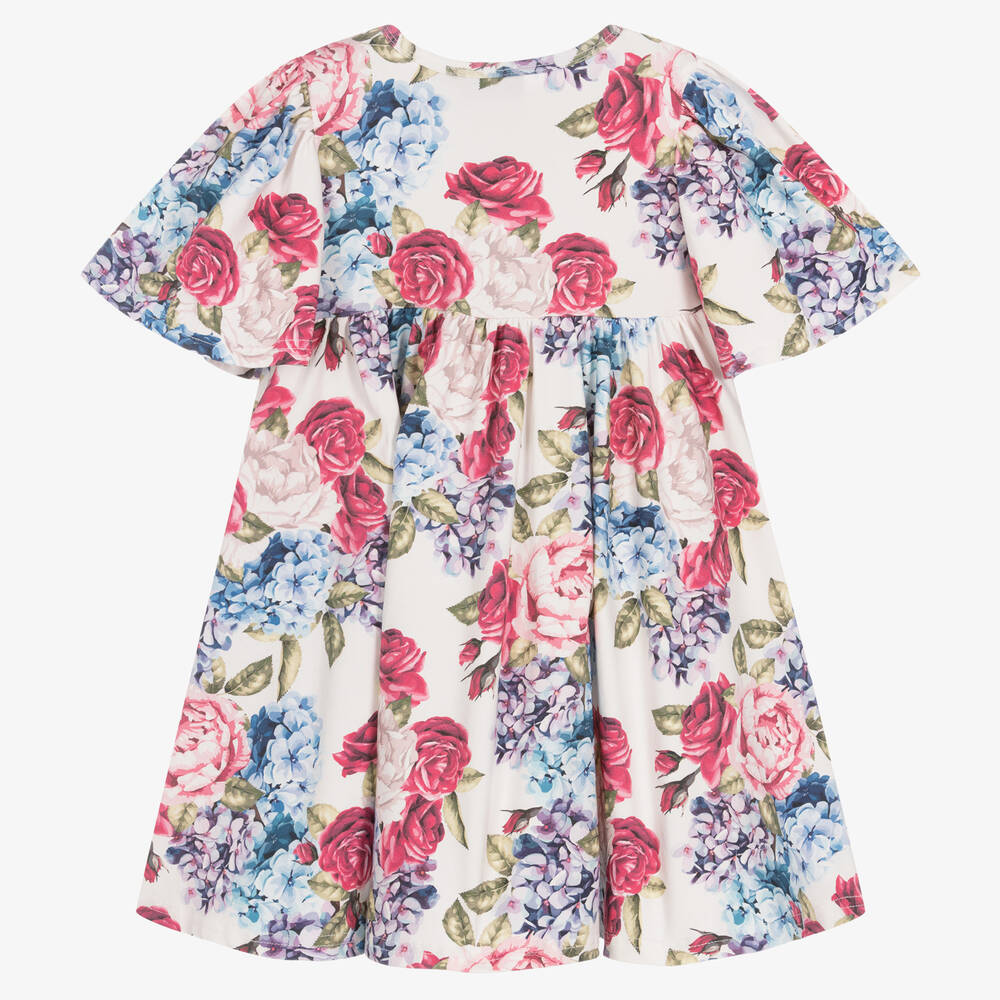 روك يور بيبي-فستان قطن جيرسي لون عاجي بطبعة ورود | Childrensalon Outlet