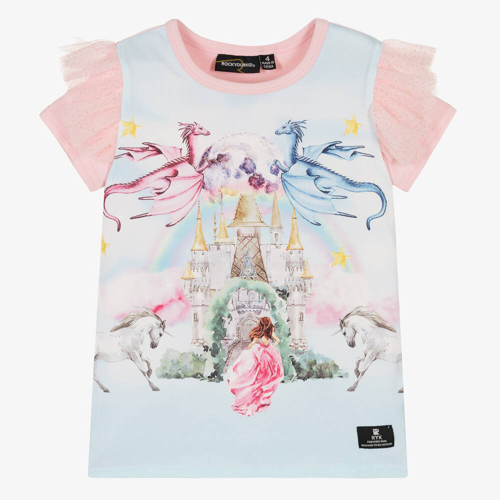 Rock Your Baby - T-shirt rose et bleu à volants | Childrensalon