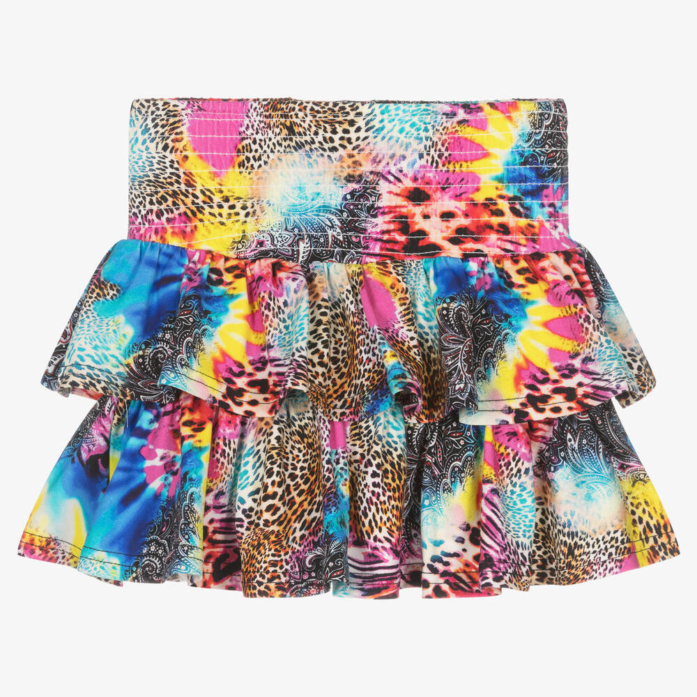 Rock Your Baby - Girls Pink & Blue Leopard Ruffle Skirt | Childrensalon