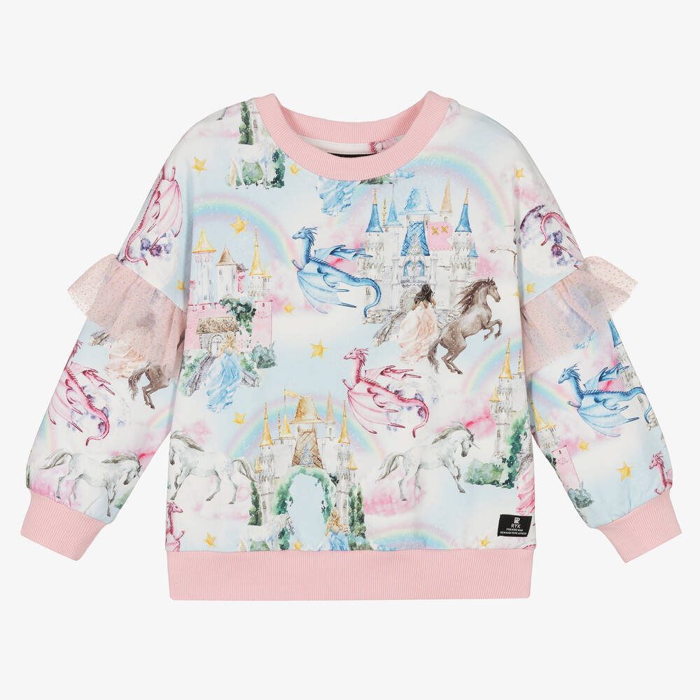 Rock Your Baby - Girls Pink & Blue Unicorn Sweatshirt | Childrensalon