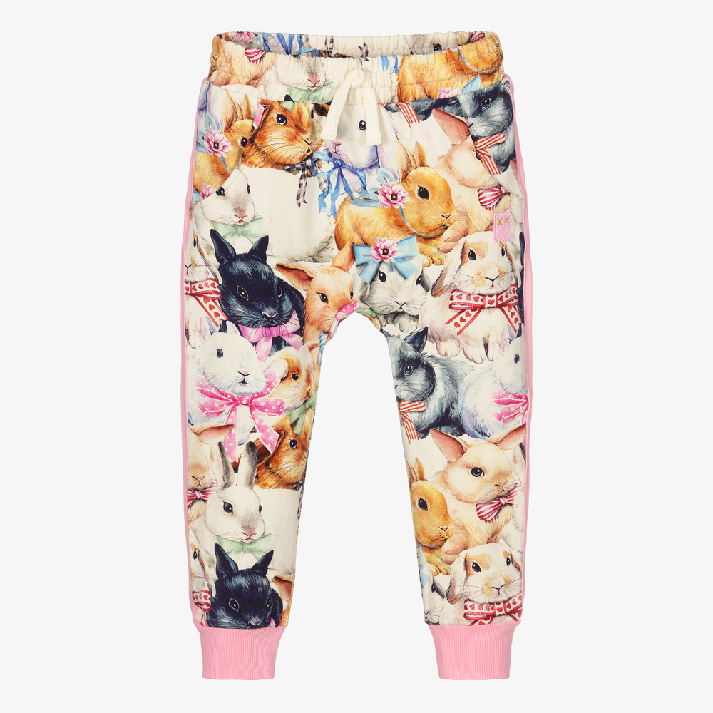 Rock Your Baby - Girls Pink Bunny Joggers | Childrensalon