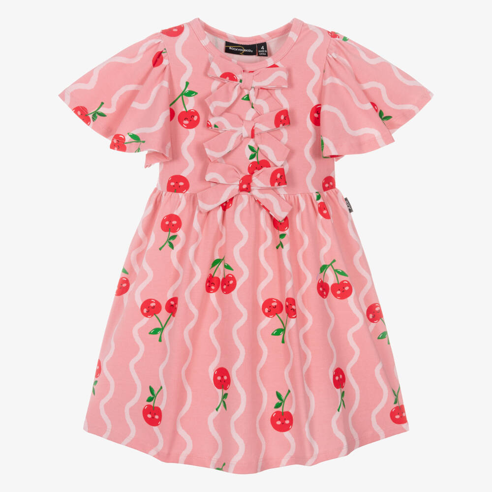 Rock Your Baby-Girls Pink Cherry Print Cotton Jersey Dress | Childrensalon Outlet