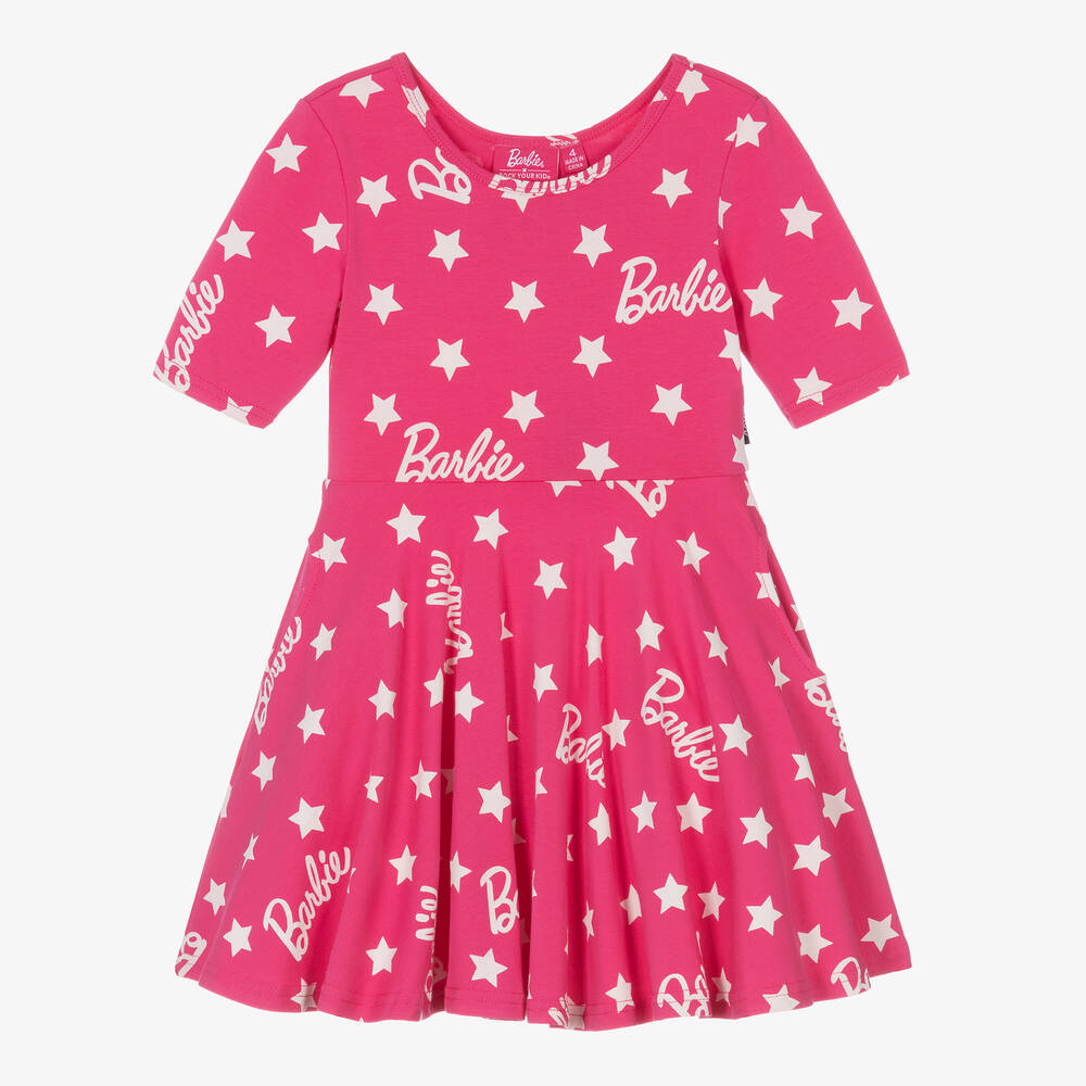Rock Your Baby - Girls Pink Cotton Barbie Dress | Childrensalon