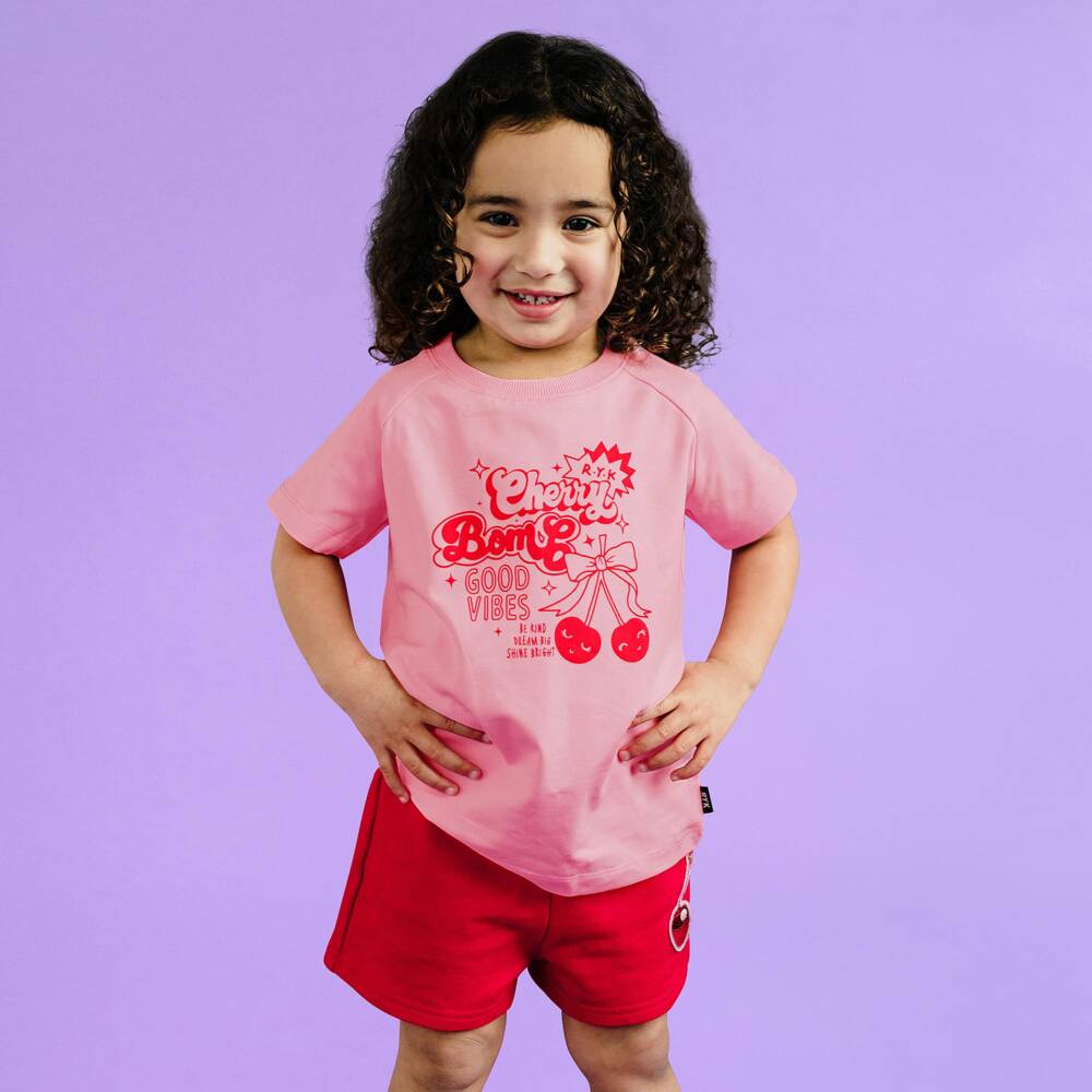 Rock Your Baby-Girls Pink Cotton Cherry Graphic T-Shirt | Childrensalon Outlet