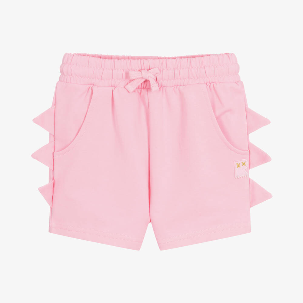 Rock Your Baby - Girls Pink Cotton Dinosaur Shorts | Childrensalon