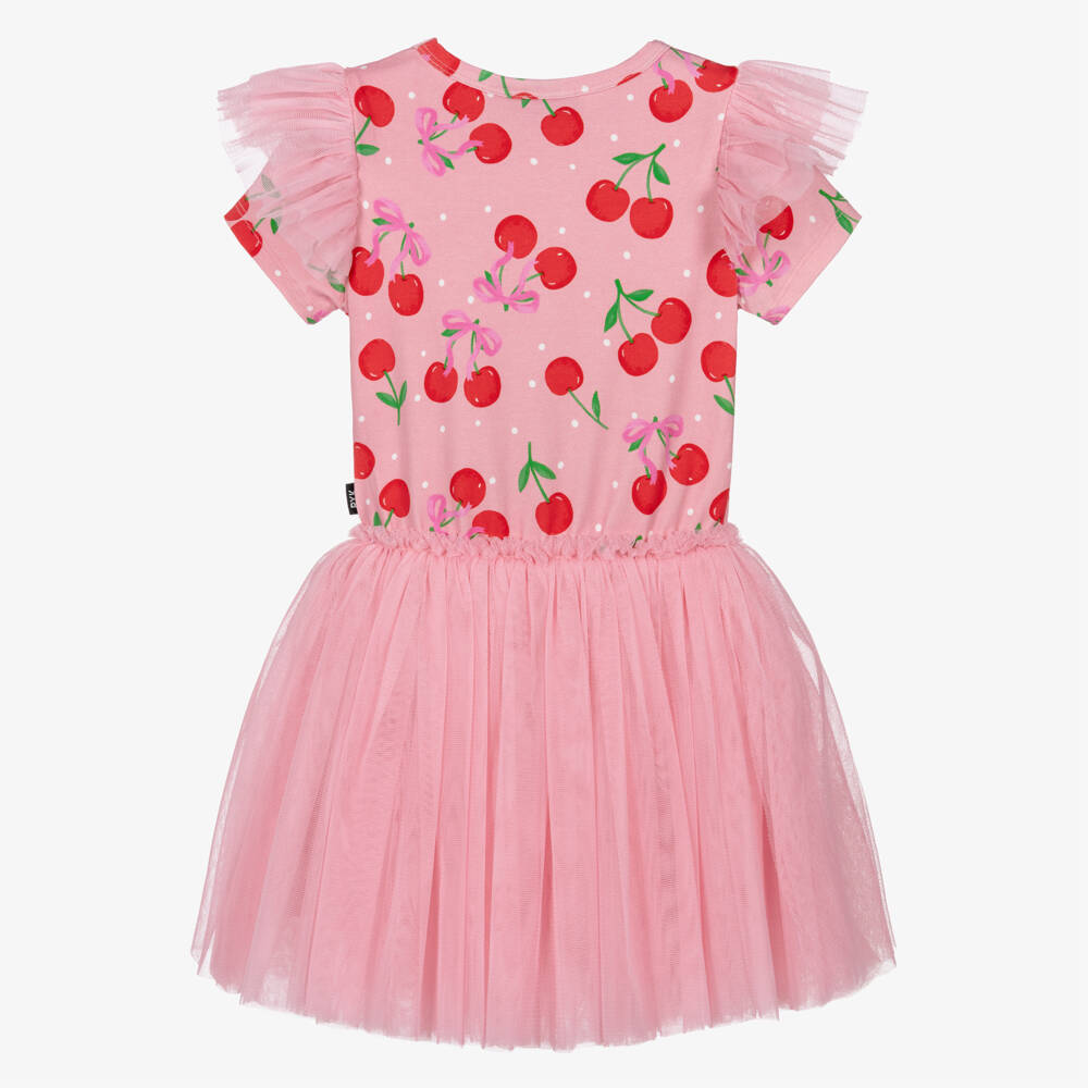 Rock Your Baby-Girls Pink Cotton Jersey & Tulle Cherry Print Dress | Childrensalon Outlet