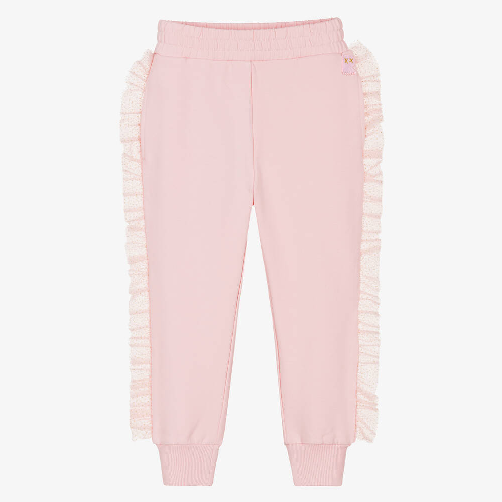 Rock Your Baby - Girls Pink Cotton Ruffle Joggers | Childrensalon