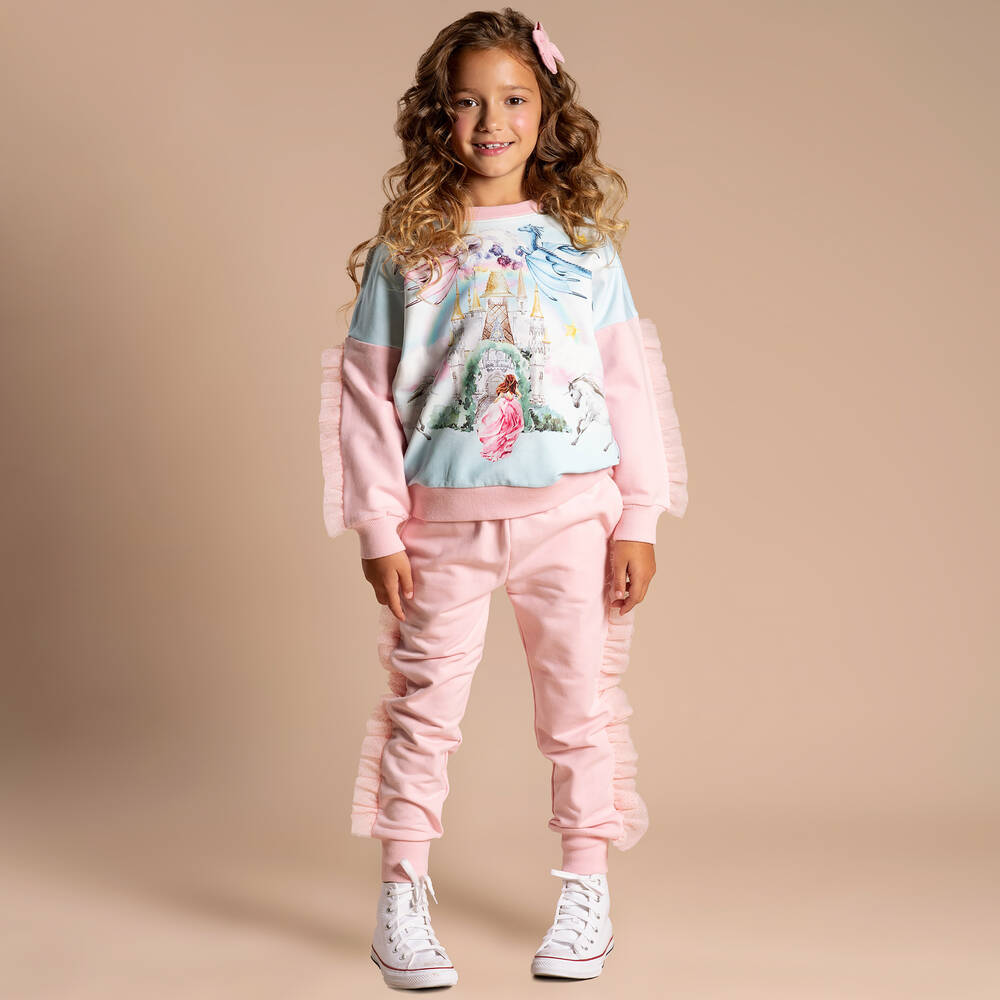 Rock Your Baby-Розовые хлопковые джоггеры с рюшами | Childrensalon Outlet