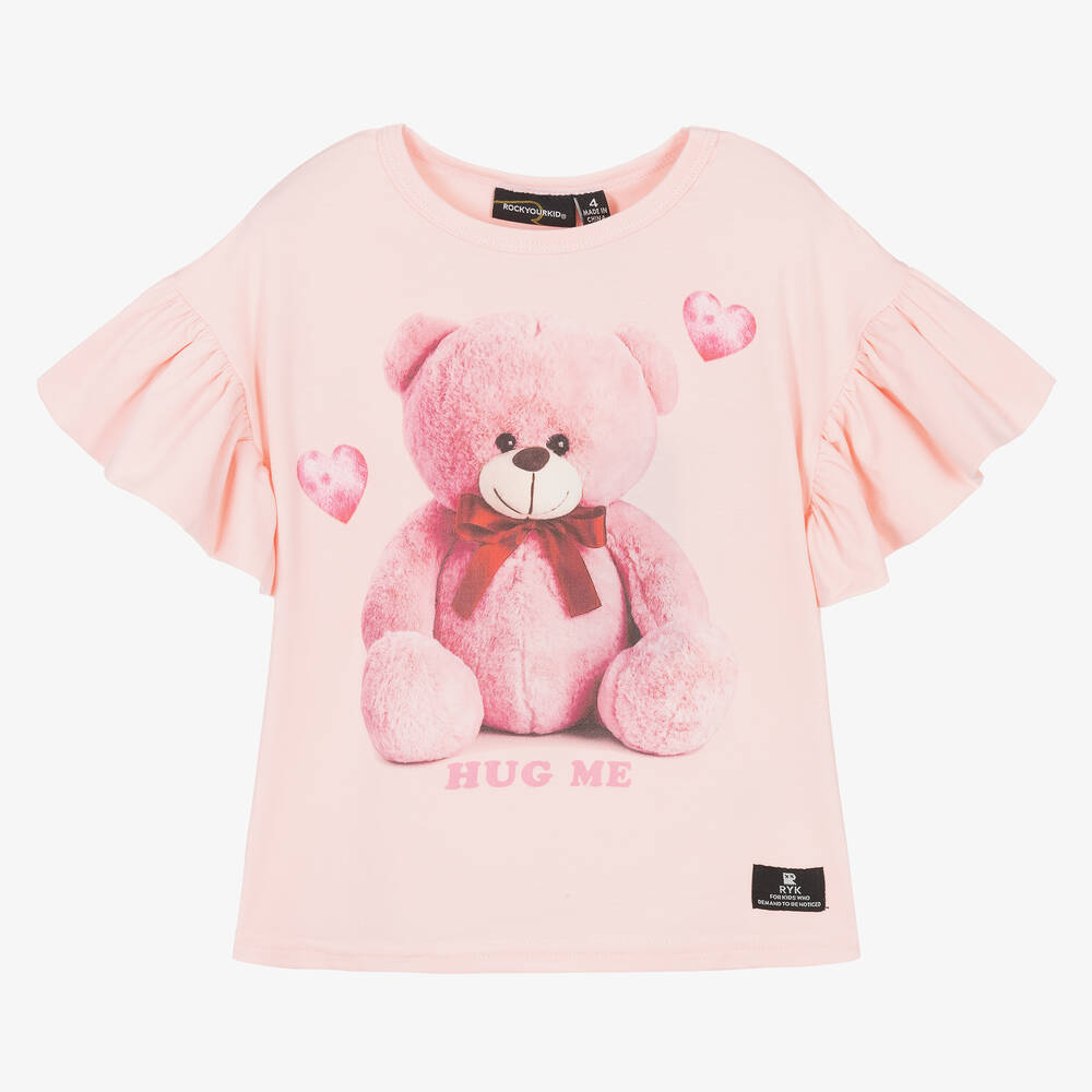 Rock Your Baby - Розовая хлопковая футболка с медвежонком | Childrensalon