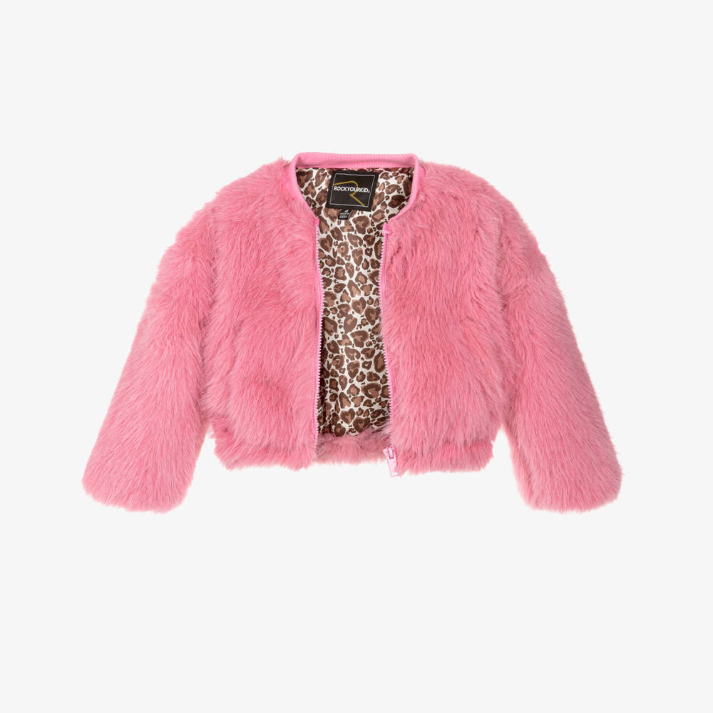 Rock Your Baby-Girls Pink Faux Fur Bomber Jacket | Childrensalon Outlet