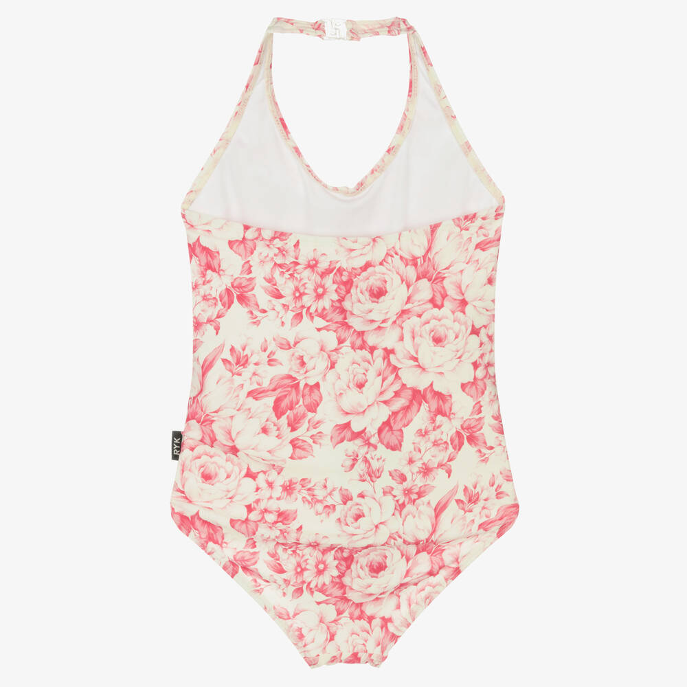 Rock Your Baby Girls Pink Floral Toile Swimsuit UPF50
