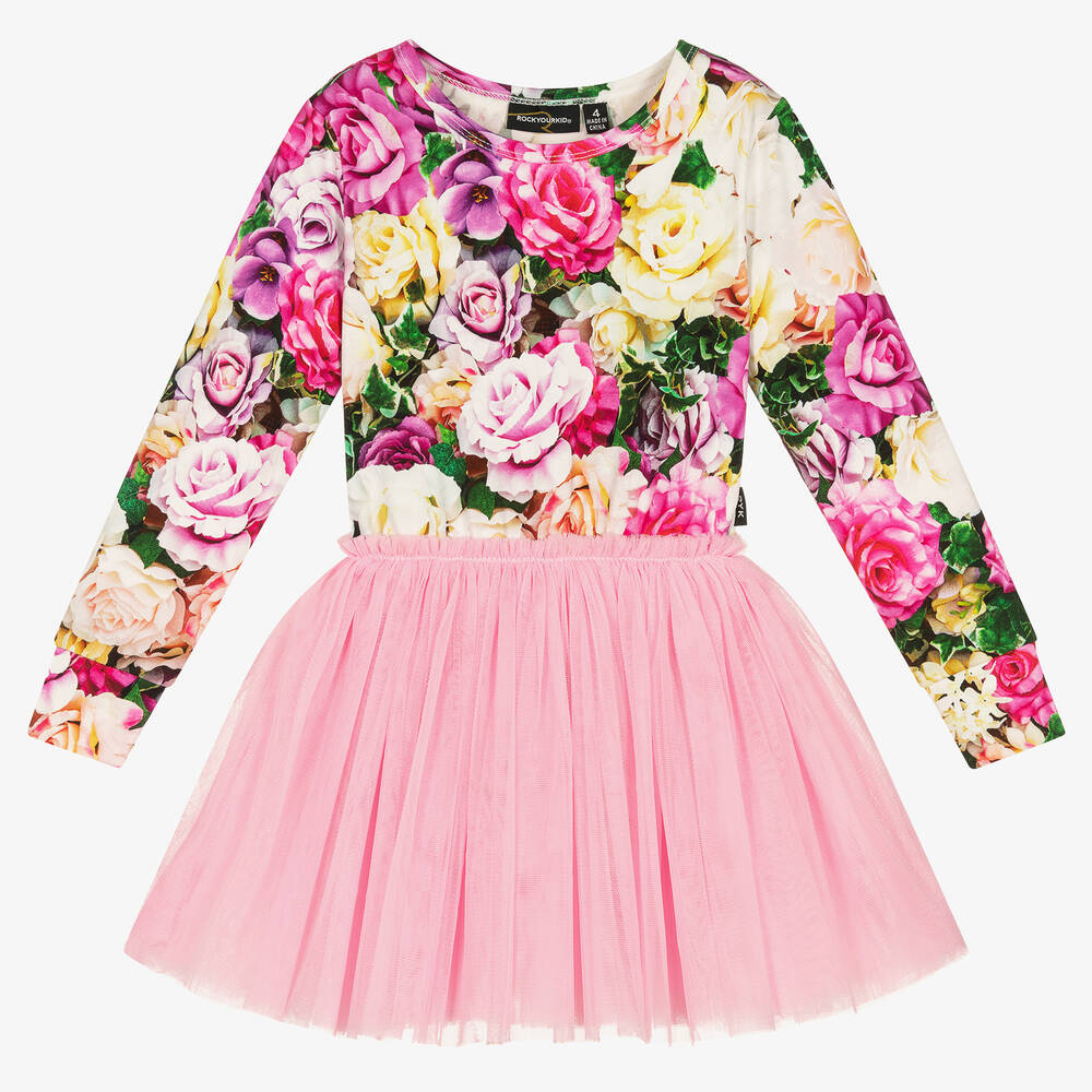 Rock Your Baby - Rosa Flower Wall Kleid mit Tüllrock | Childrensalon