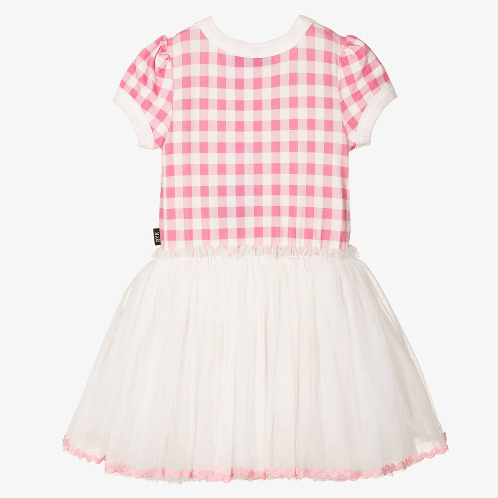Rock Your Baby-فستان توتو قطن حيرسي وتول لون زهري وأبيض | Childrensalon Outlet