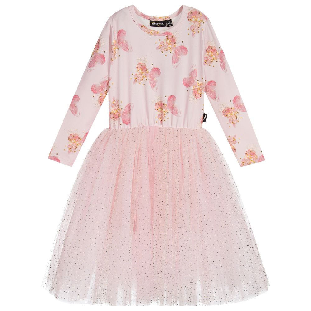 Rock Your Baby - Платье из тюля розового и золотистого цвета для девочек | Childrensalon