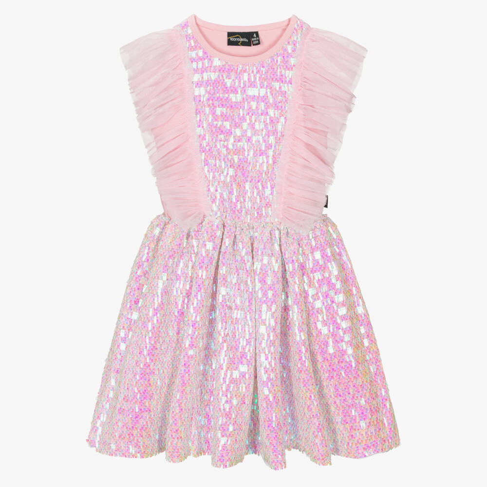 Rock Your Baby-Girls Pink Iridescent Sequins & Tulle Dress | Childrensalon Outlet