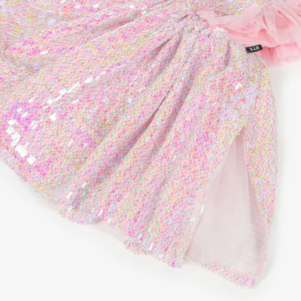 Rock Your Baby-Girls Pink Iridescent Sequins & Tulle Dress | Childrensalon Outlet