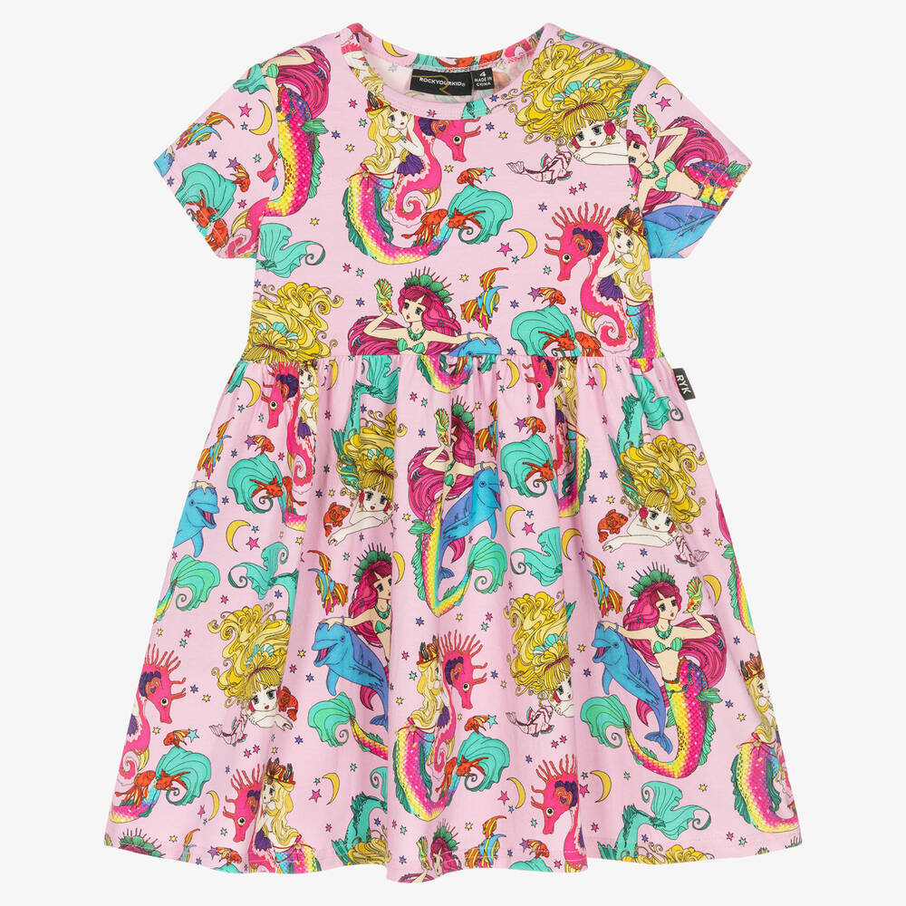 Rock Your Baby - Girls Pink Mermaids Dress | Childrensalon