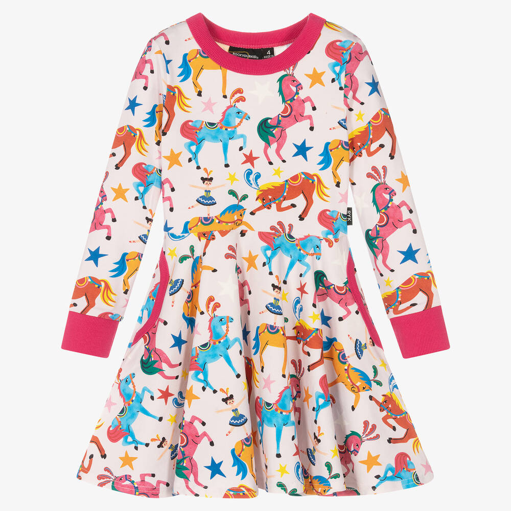 Rock Your Baby - Розовое платье с лошадками для девочек | Childrensalon