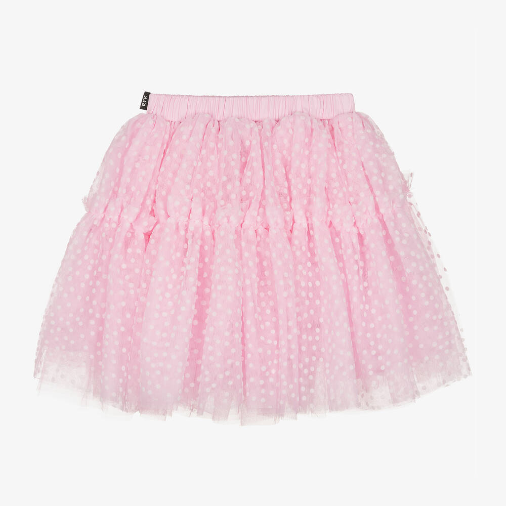 Rock Your Baby - Girls Pink Polka Dot Tulle Skirt