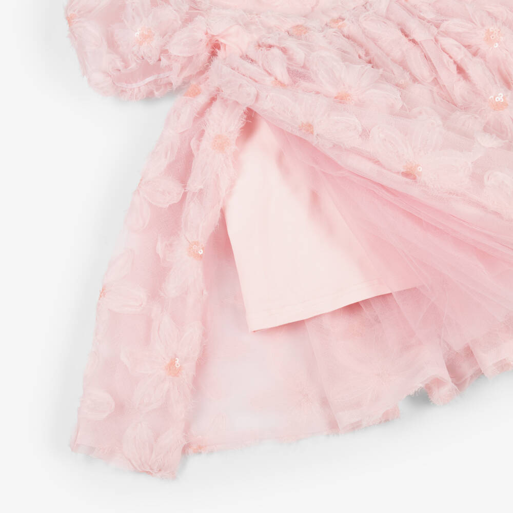 Rock Your Baby-Girls Pink Puff Sleeve Floral Tulle Dress | Childrensalon Outlet