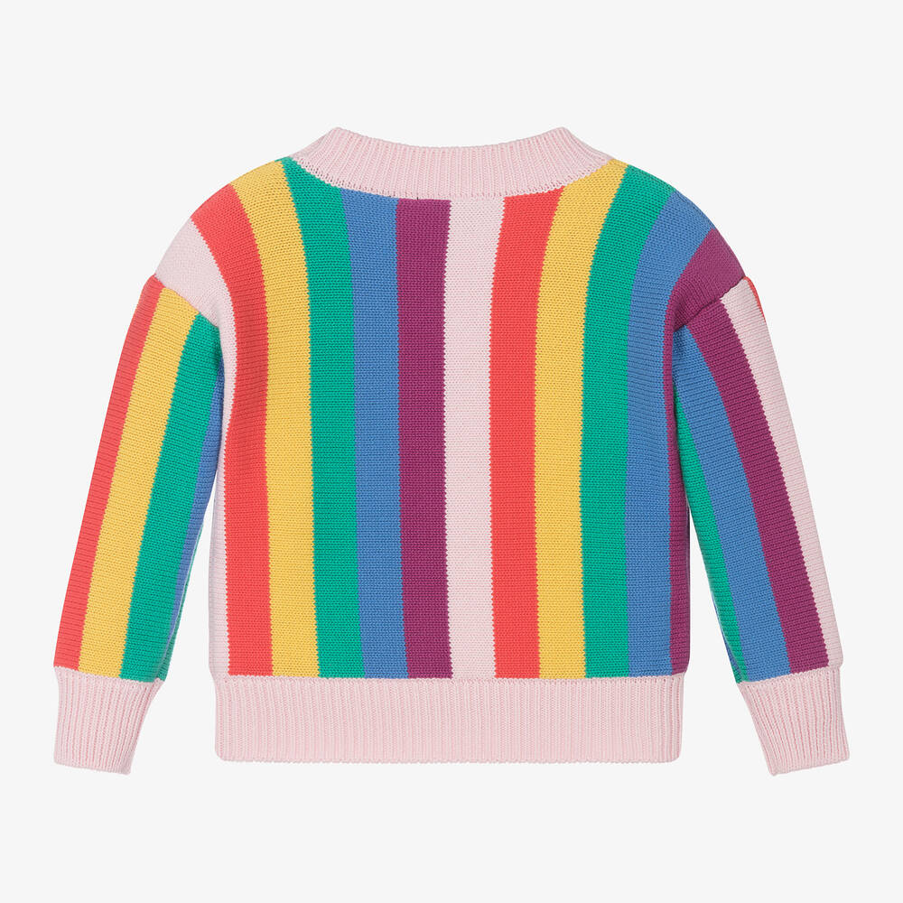 Rock Your Baby Girls Pink Rainbow Stripe Cotton Cardigan