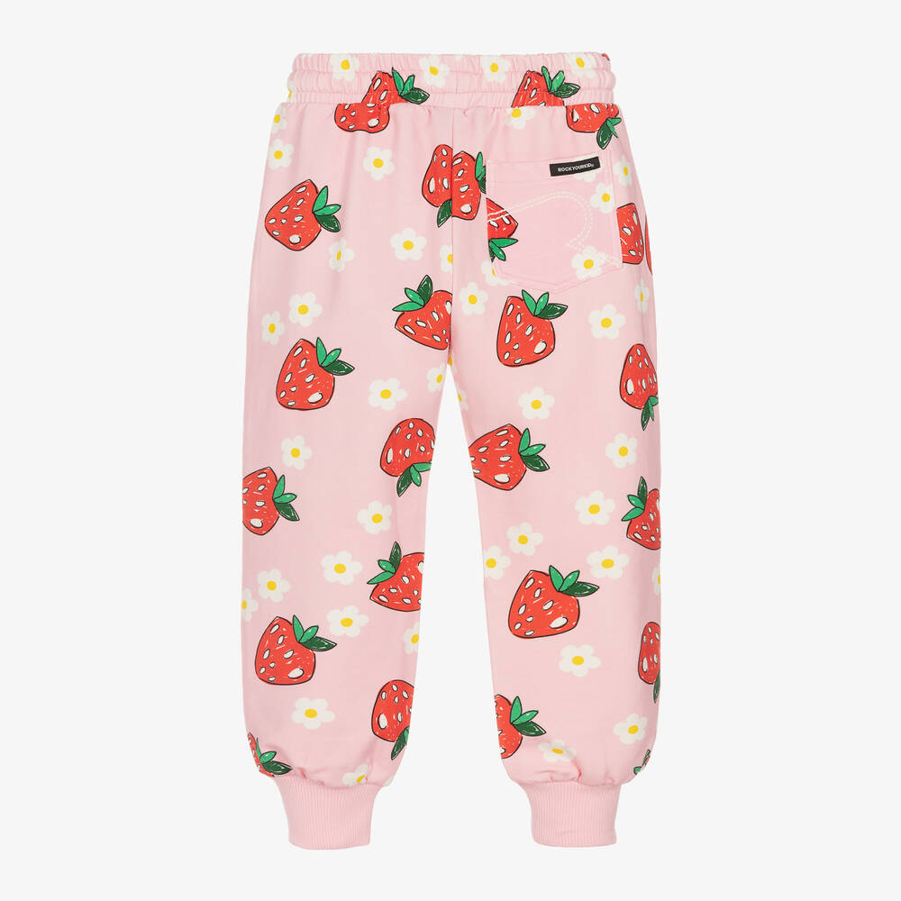 Rock Your Baby-Girls Pink & Red Cotton Strawberry Joggers | Childrensalon Outlet