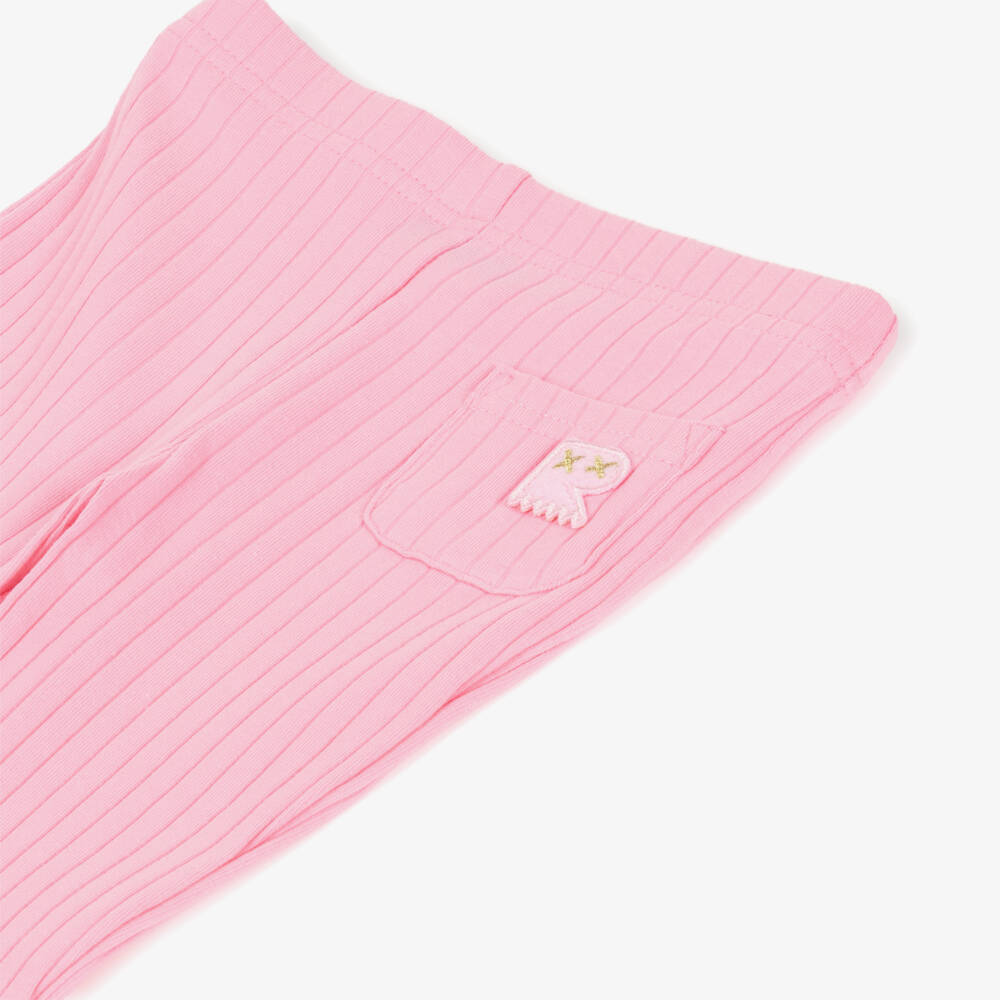 Rock Your Baby-Girls Pink Ribbed Jersey Flared Leggings | Childrensalon Outlet
