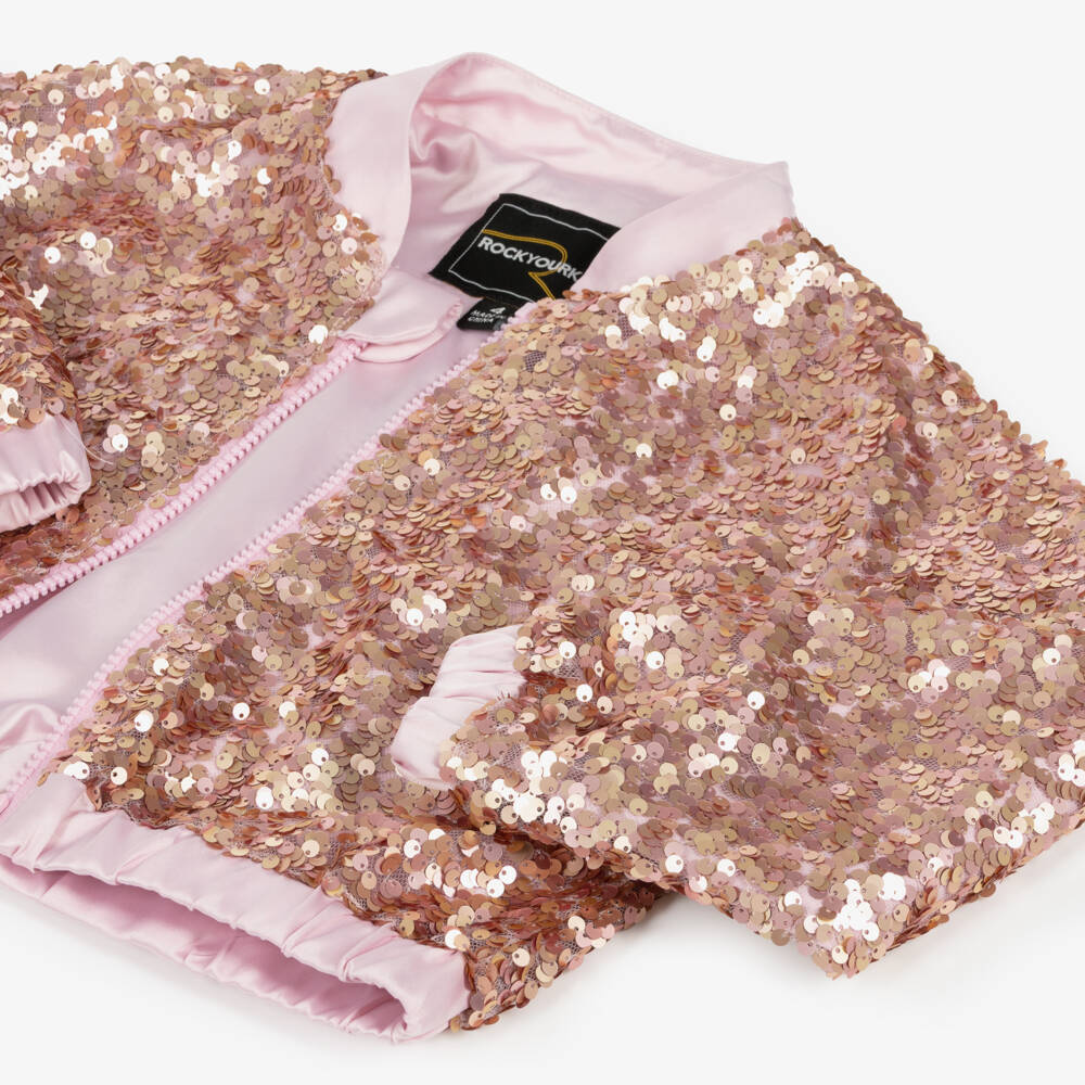 Rock Your Baby-Girls Pink Sequin Bomber Jacket | Childrensalon Outlet