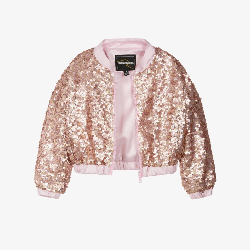 Rock Your Baby-Girls Pink Sequin Bomber Jacket | Childrensalon Outlet