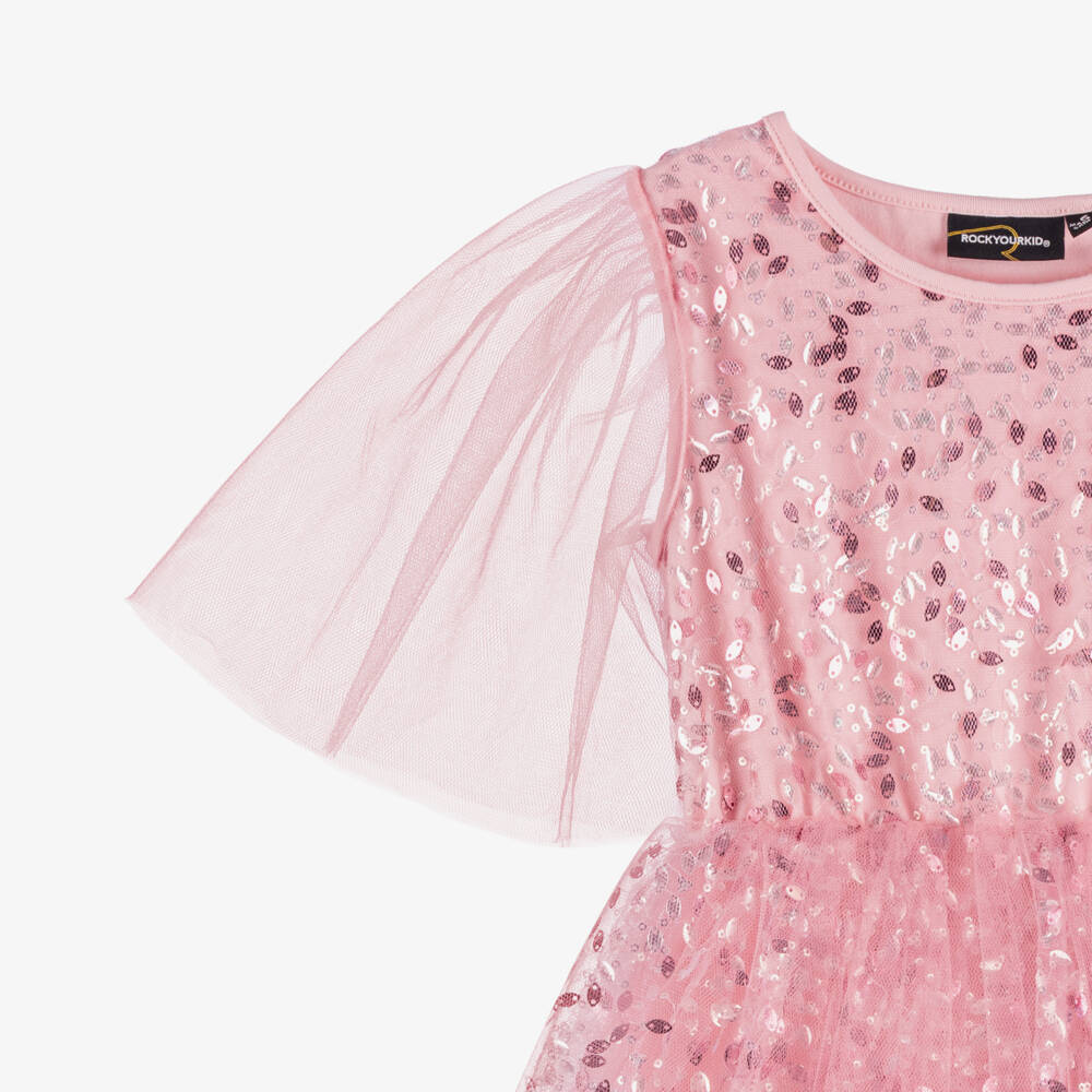 Rock Your Baby-Girls Pink Sequinned Tulle Dress | Childrensalon Outlet