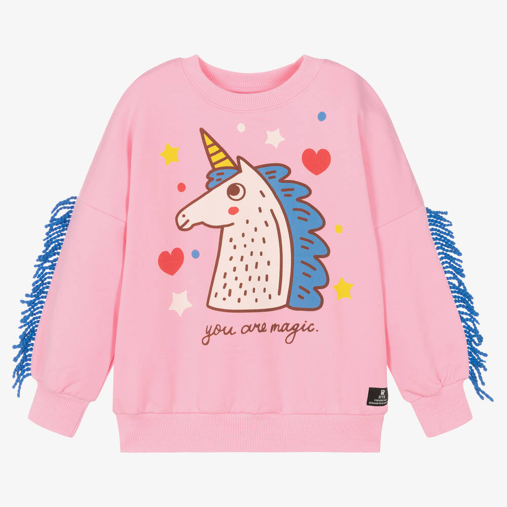 Rock Your Baby - Sweat-shirt rose licorne magique | Childrensalon