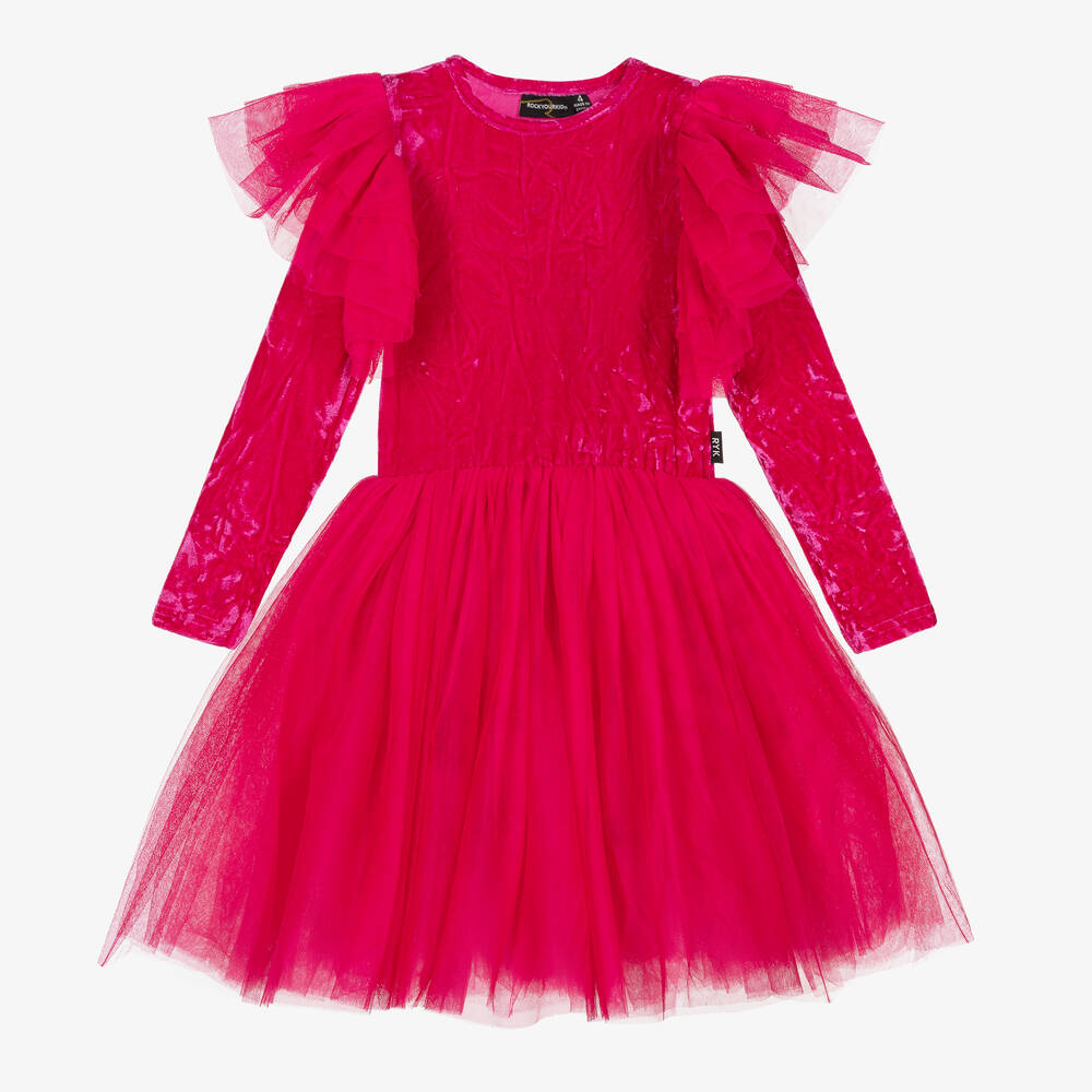 Rock Your Baby - Girls Pink Velour & Tulle Dress | Childrensalon