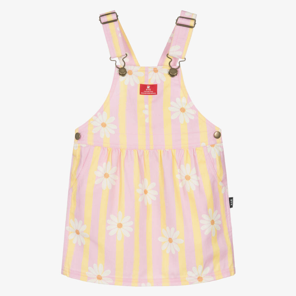 Rock Your Baby-Girls Pink & Yellow Striped Pinafore Dress | Childrensalon Outlet