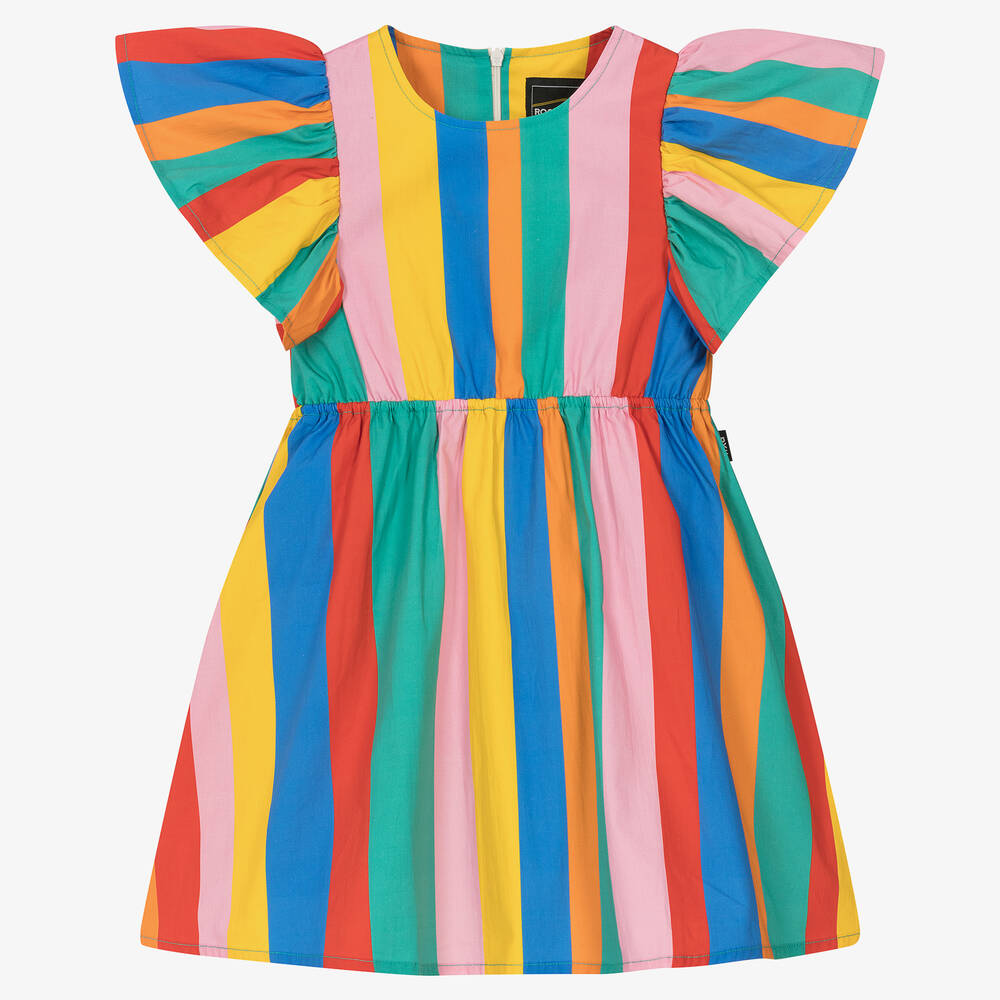 Rock Your Baby - Gestreiftes Baumwollkleid für Mädchen mit Regenbogenstreifen | Childrensalon