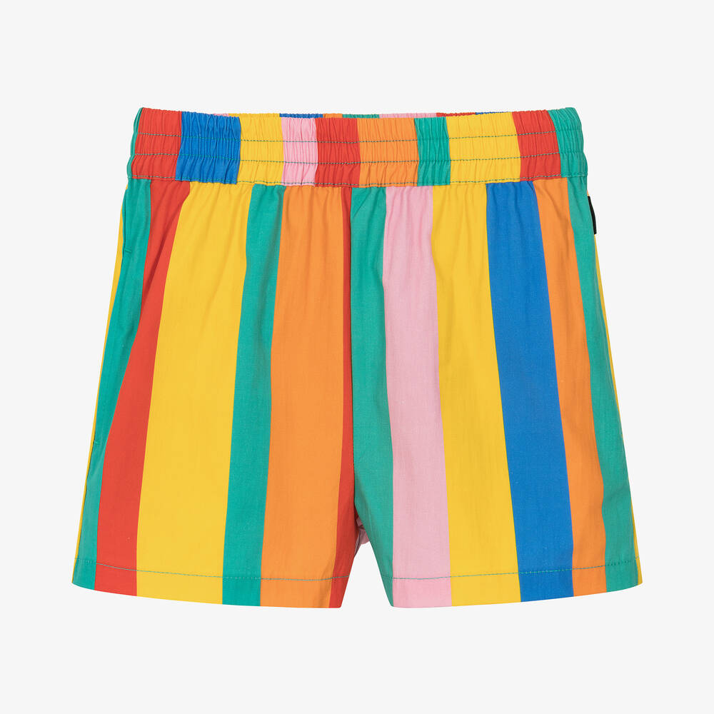 Rock Your Baby - Girls Rainbow Striped Cotton Shorts | Childrensalon