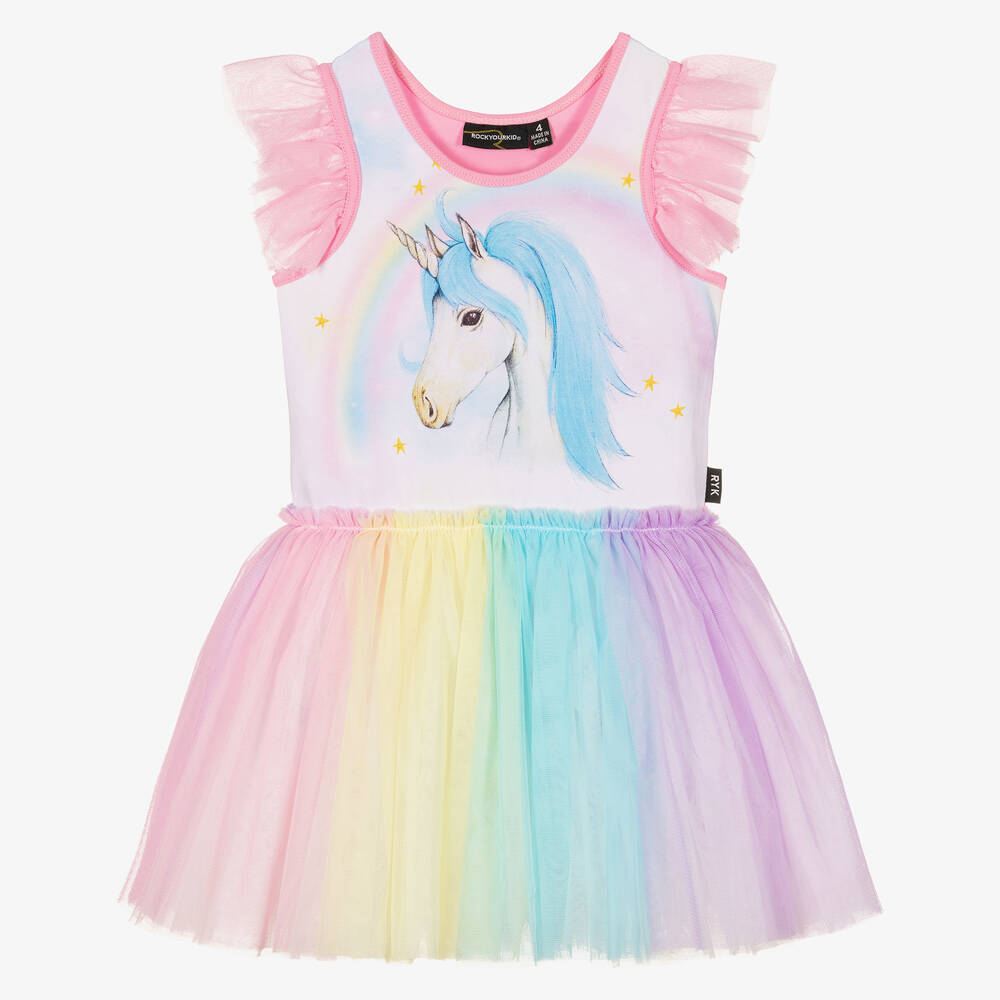 Rock Your Baby - Regenbogen & Einhorn Tüllkleid | Childrensalon