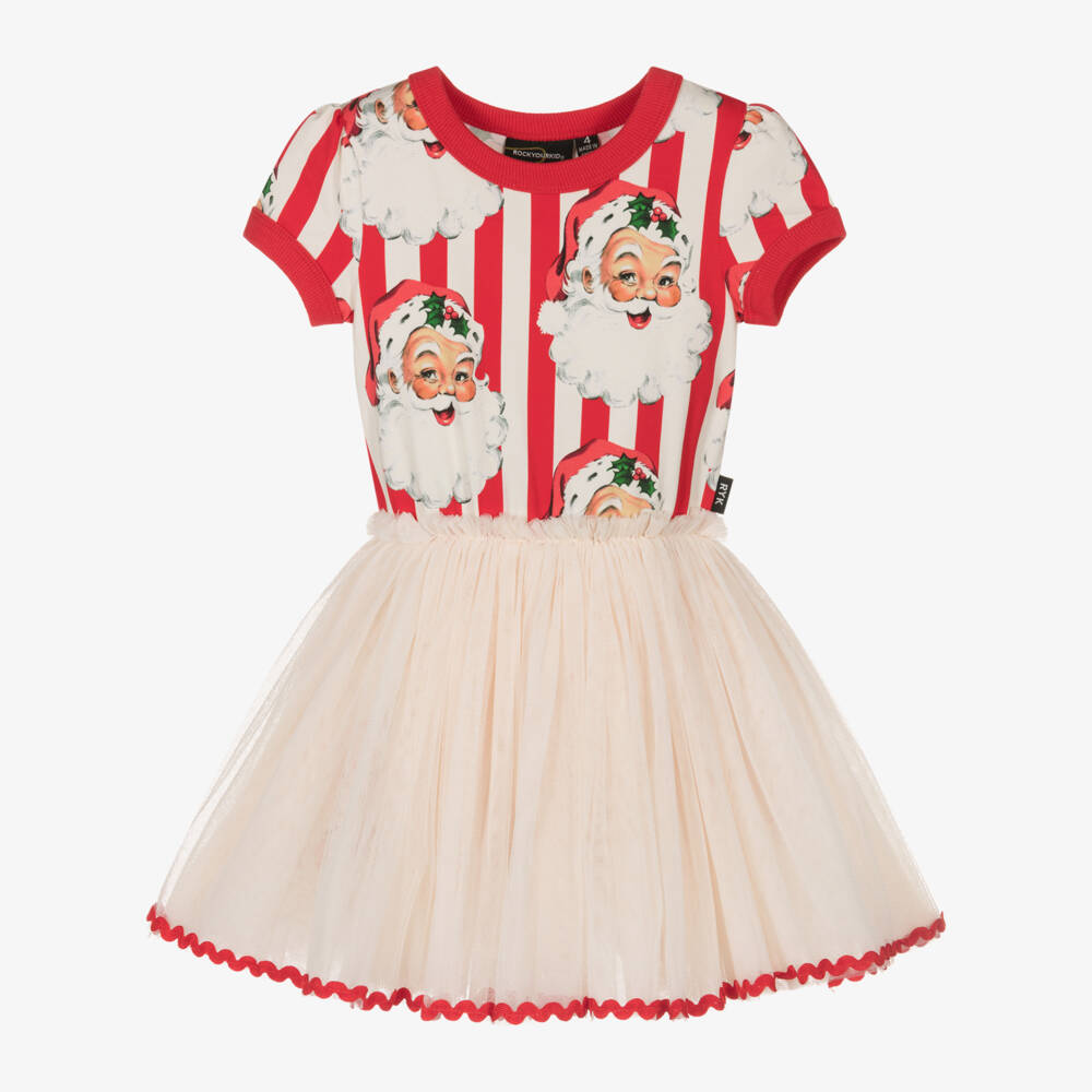 Rock Your Baby-Girls Santa Stripe Tulle Dress | Childrensalon Outlet