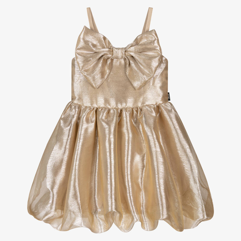 Rock Your Baby-Girls Shimmering Gold Organza Dress | Childrensalon Outlet