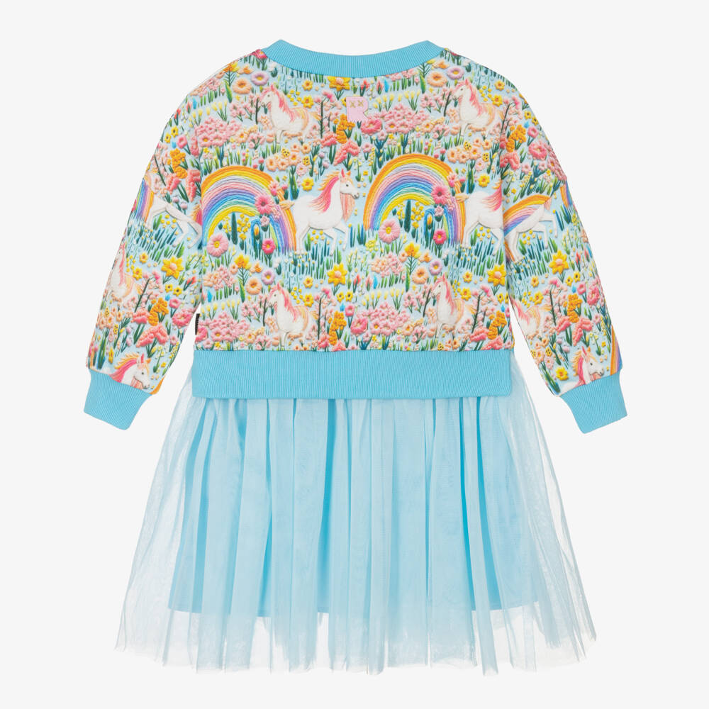 روك يور بيبي-فستان يونيكورن تول لون أزرق | Childrensalon Outlet
