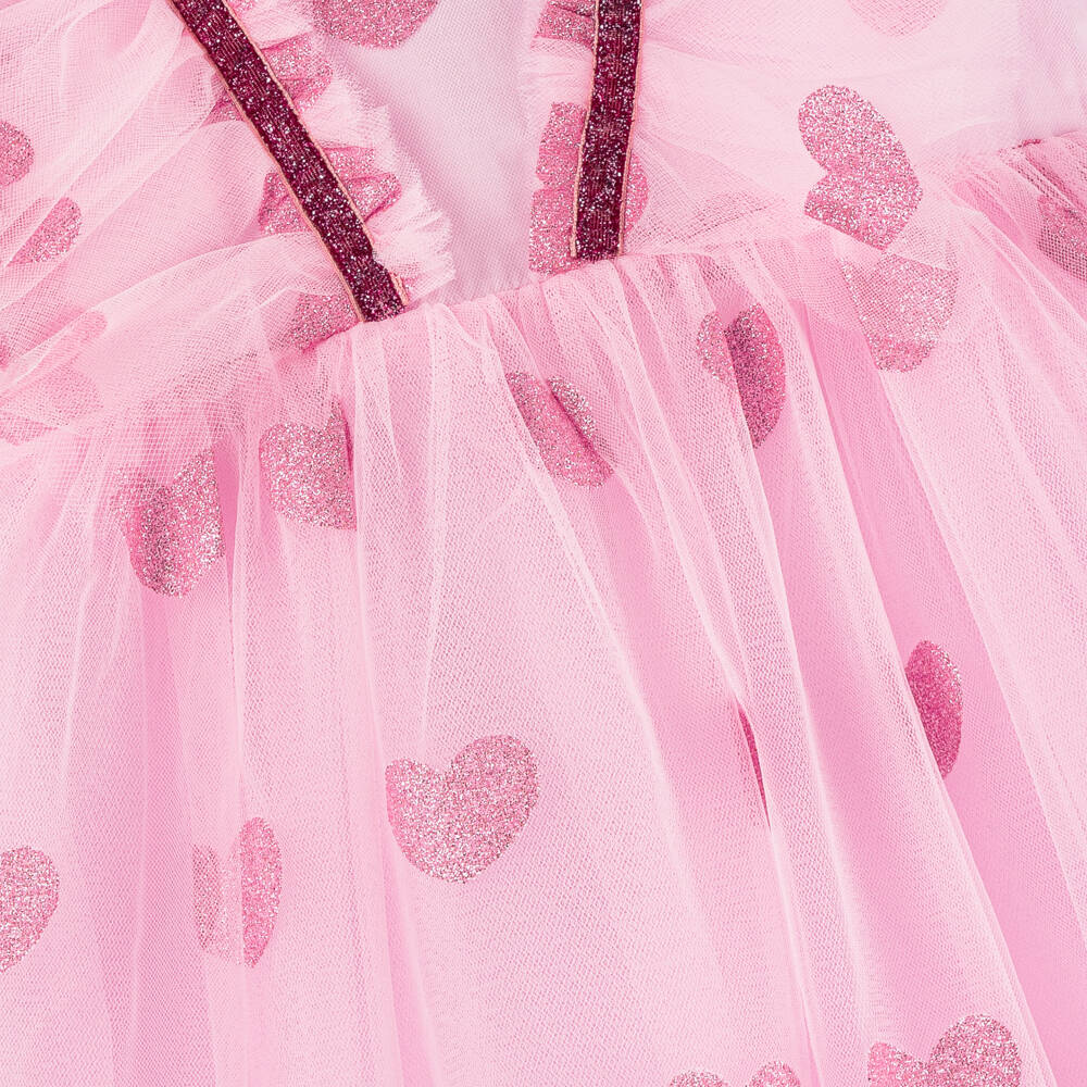 روك يور بيبي-فستان بقلوب تول لون زهري براق | Childrensalon Outlet