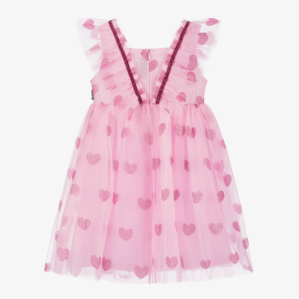 روك يور بيبي-فستان بقلوب تول لون زهري براق | Childrensalon Outlet