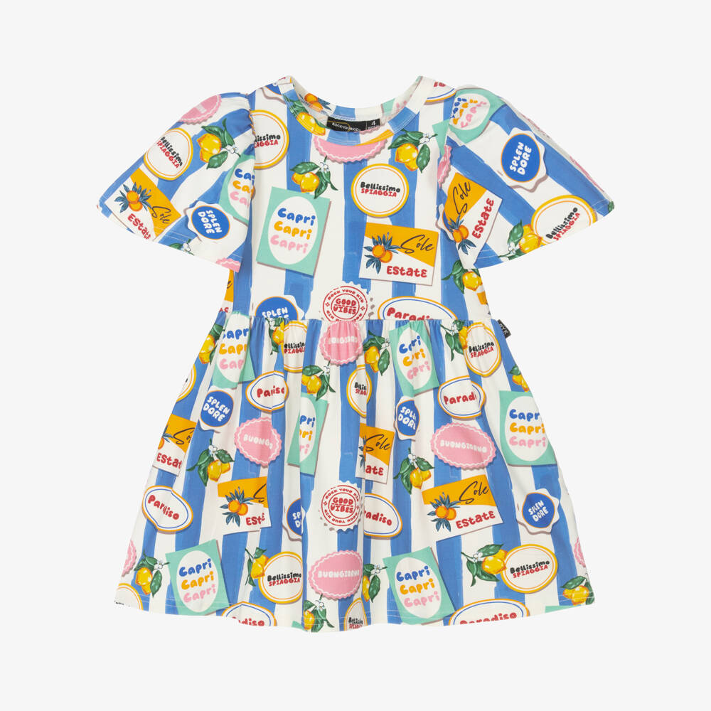 Rock Your Baby-Girls Striped Blue & Ivory Jersey Dress | Childrensalon Outlet