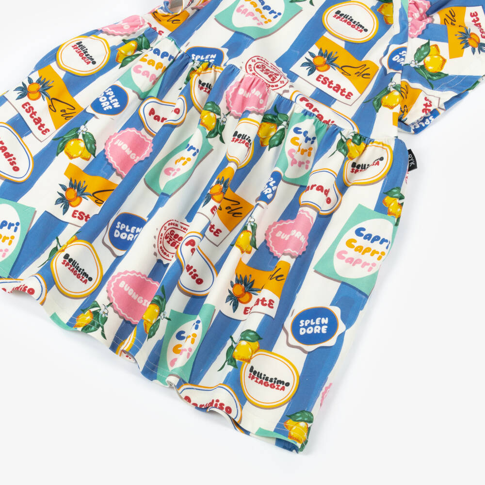 Rock Your Baby-فستان جيرسي مخطط أزرق وعاجي للبنات | Childrensalon Outlet