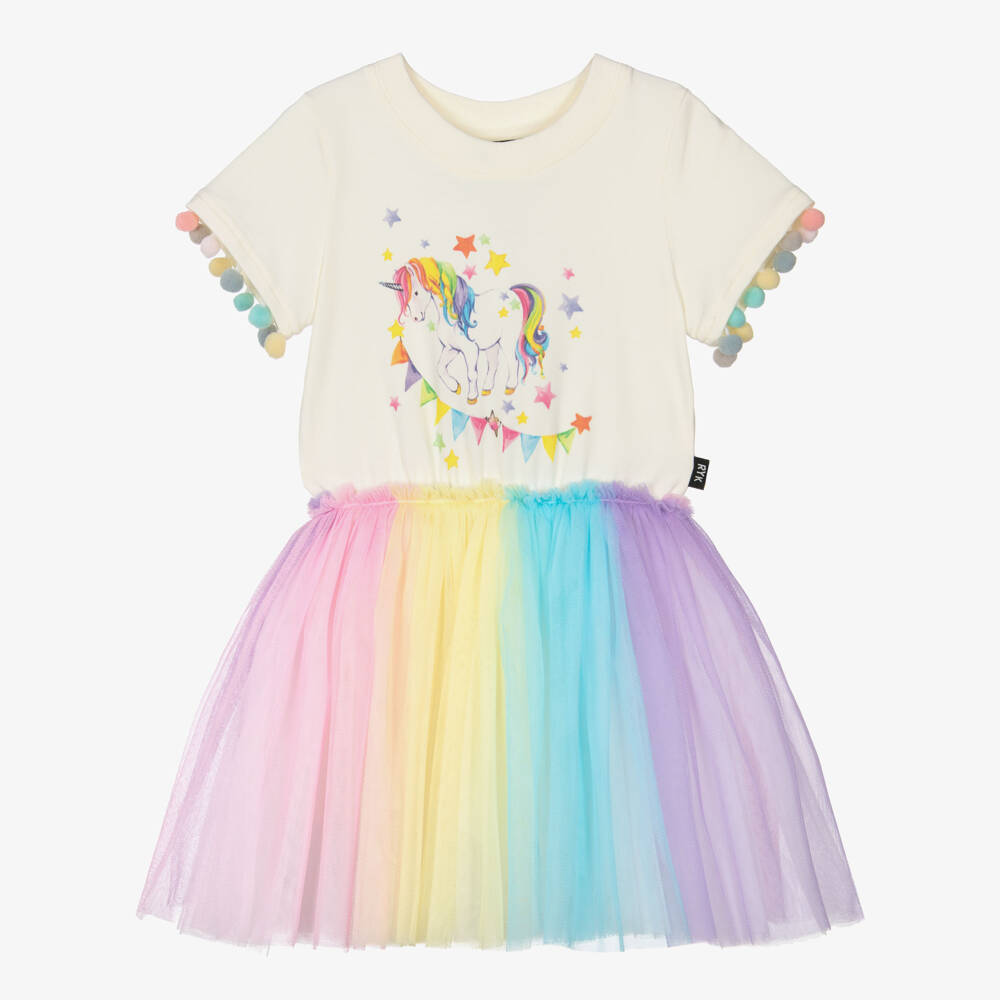 Rock Your Baby-Girls Unicorn Charm Ivory Tulle Dress | Childrensalon Outlet